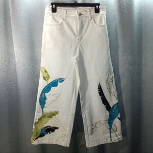 Tropical Wide Leg Cropped Trouser Jeans